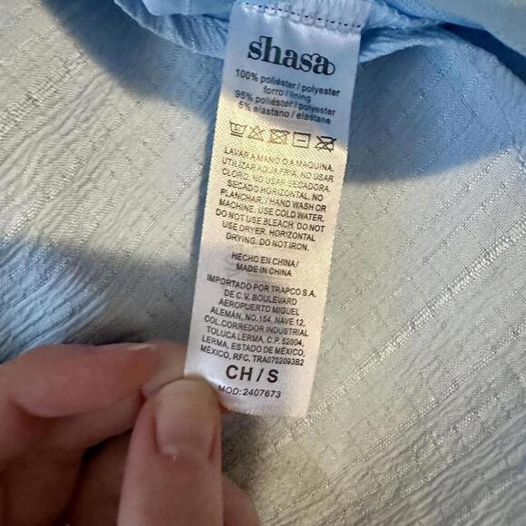 Shasta blue maxi dress w ruched bodice size S milkmaid cottagecore spring - Picture 5 of 6